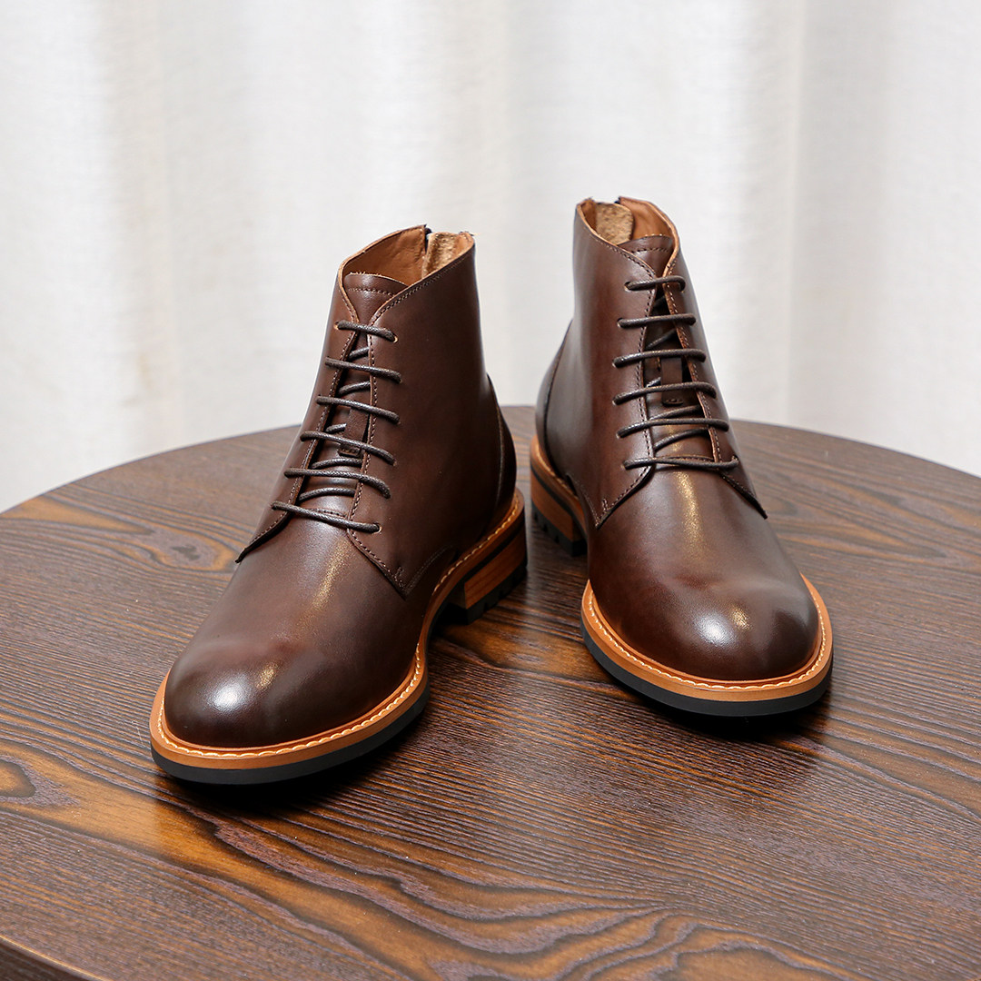 弓长梦男鞋2026秋冬新款真皮马丁靴男英伦风厚底短靴切尔西靴子,淘宝优惠券,粉丝福利购,淘宝优惠卷