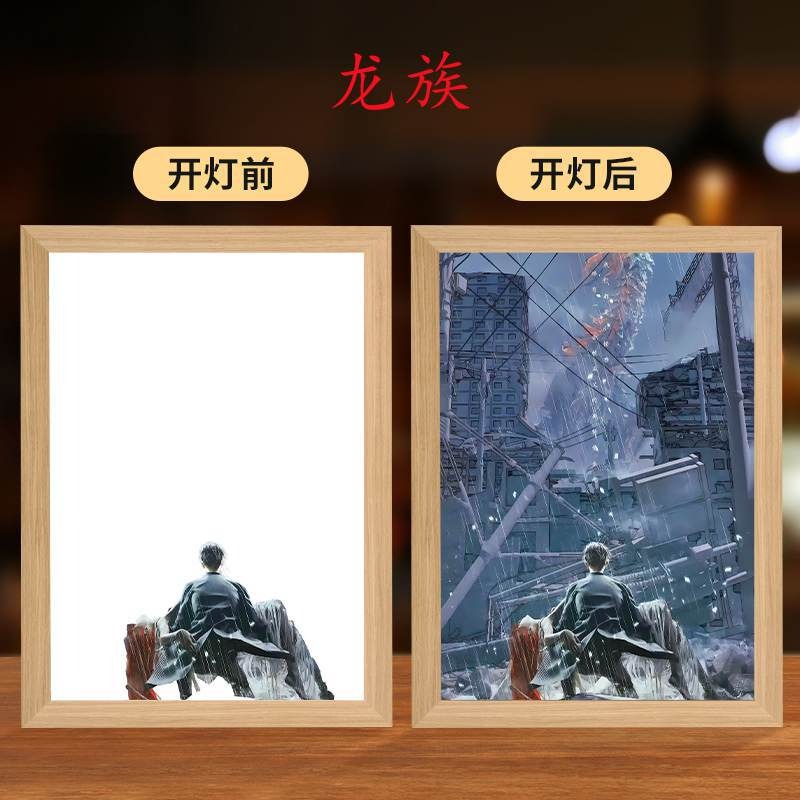 龙族周边上杉绘梨衣灯光画创意相框床头小夜灯装饰动漫路明非灯画 - 图3