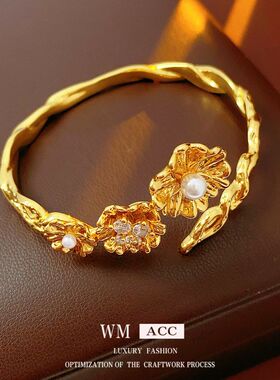 vintage中古花朵手饰百搭高级感