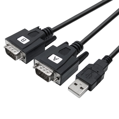 z-tek力特USB转RS232串口线2口双头DB9针COM一分二ztek多接口转换器两口同时使用英国原装进口FTDI芯片ZE537A - 图0