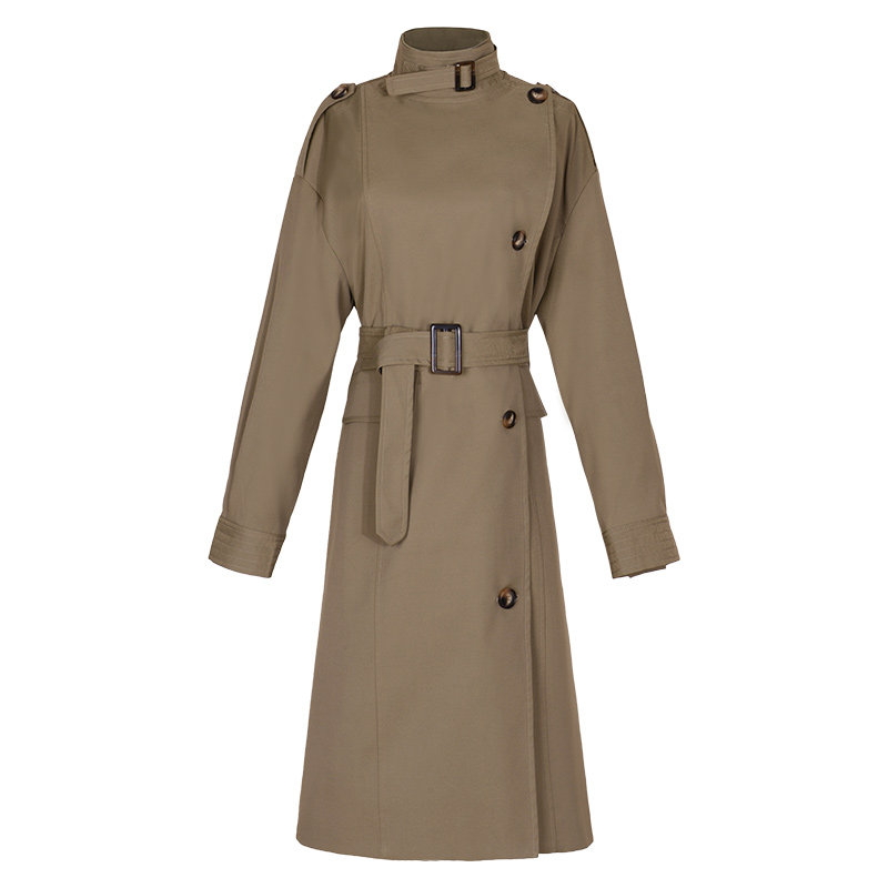 长款女外套2020春秋新款立领风衣 娇女王风衣