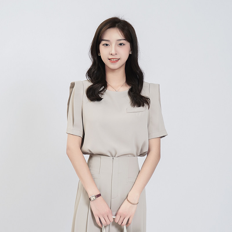 休闲套装女夏季新款职业通勤设计感短袖雪纺衫时尚阔腿裤两件套,淘宝优惠券,粉丝福利购,淘宝优惠卷