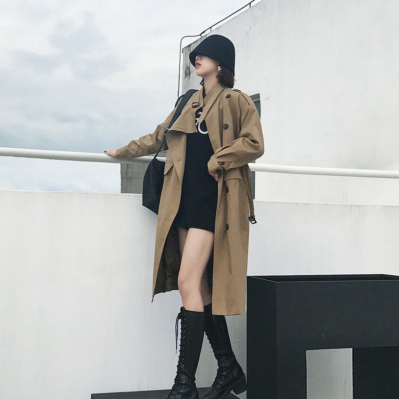 长款女外套2020春秋新款立领风衣 娇女王风衣