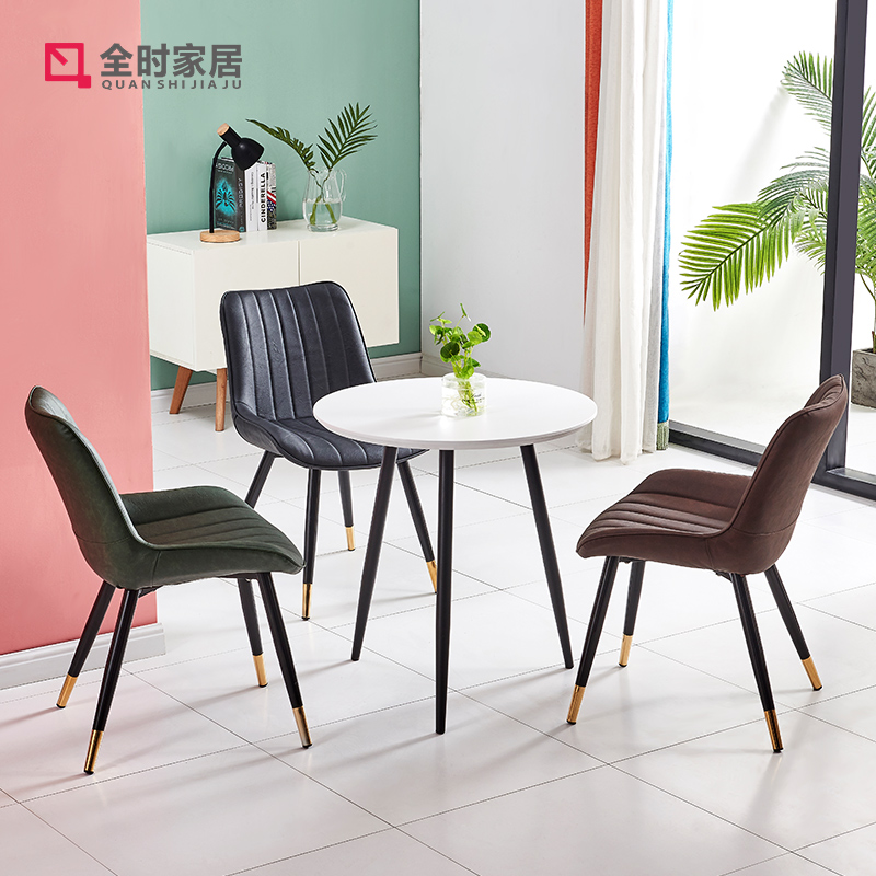 伊姆斯休闲圆桌简约接待洽谈桌椅组合奶茶店小方桌子长方形会客桌 - 图3