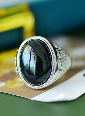 和田玉青玉招财进宝戒指时尚指环节日礼物