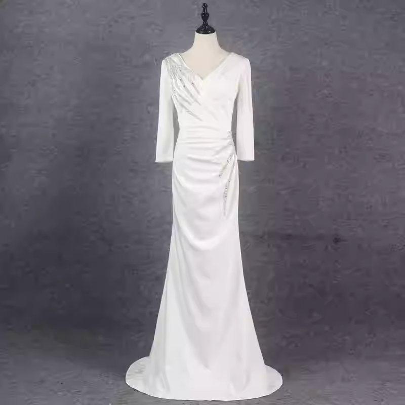 鱼尾修身显瘦气质晚礼服宴会裙走秀晚会年会主持人长裙中式央视风,淘宝优惠券,粉丝福利购,淘宝优惠卷