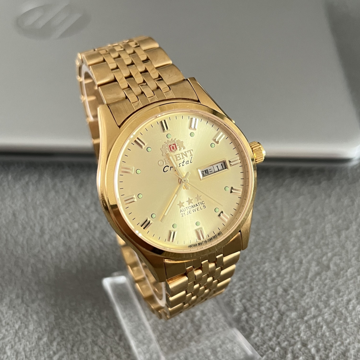 正品库存日本双狮全自动机械表原装三星手表精钢防水复古男士手表 - 图1