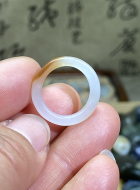 和田玉白玉籽料洒金皮卡15随型戒指复古风指环文玩珠串跑环尾戒