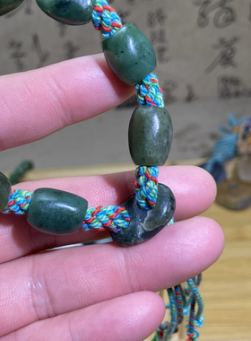 和田玉碧玉随型珠子手编绳手串老光工艺手工藏式复古风手链挂饰