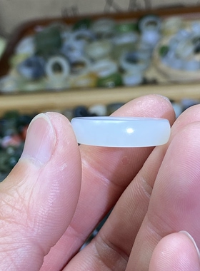 和田玉白玉戒指卡17随型古风戒圈跑环手饰玉环文玩珠串挂饰跑圈