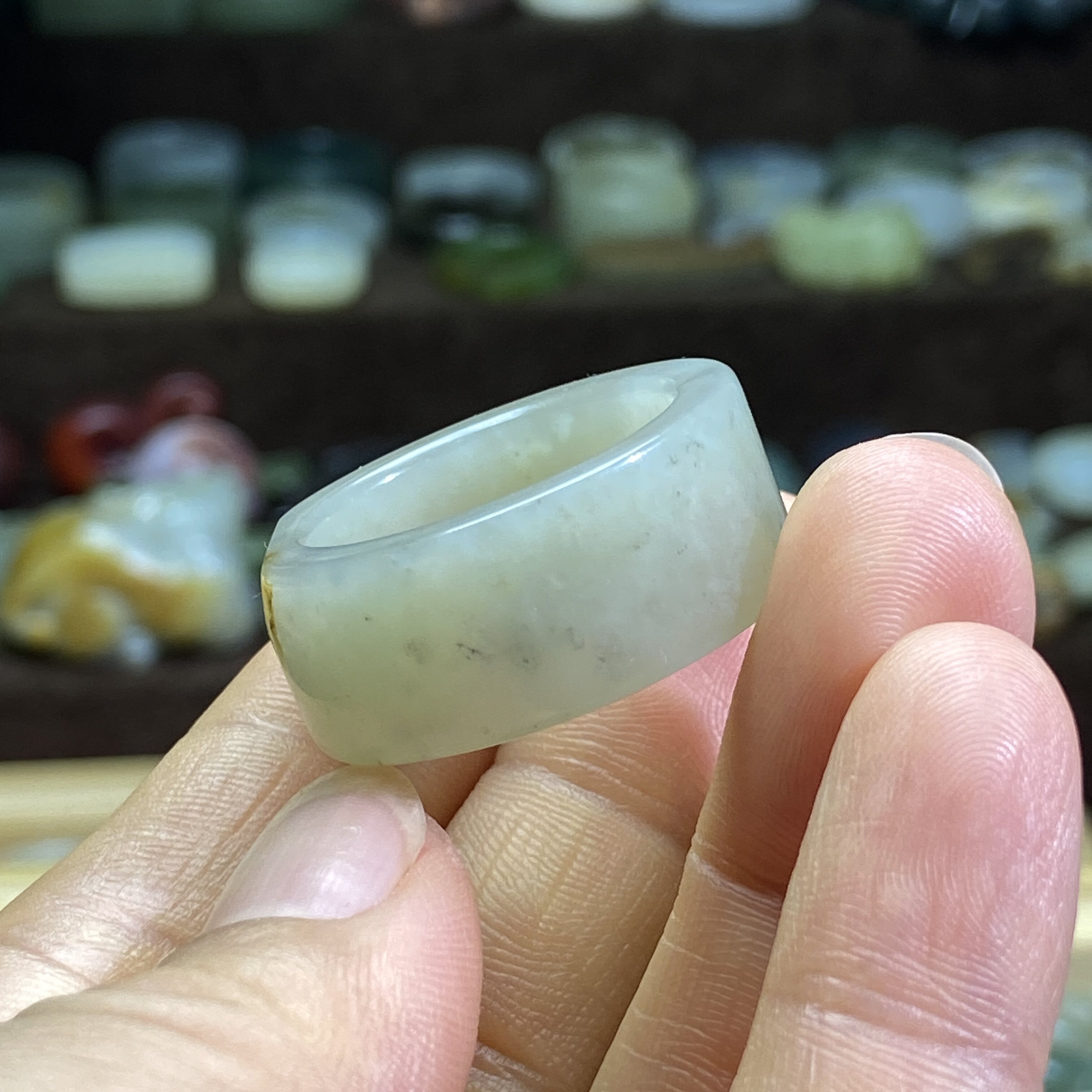 Hotan jade seed material sprinkled with gold pickup 21 straight cut ring ring large ring ring cultural play beads running circle pendant