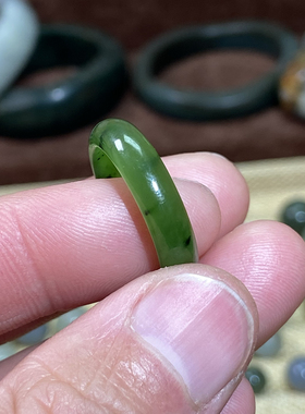 和田玉戒指碧玉阳绿大圈口戒圈复古风指环手串项链手链跑环玉环
