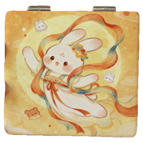 国风玉兔随身镜｜高清折叠小镜子补妆便携随身装饰软萌兔子化妆镜 - 图3