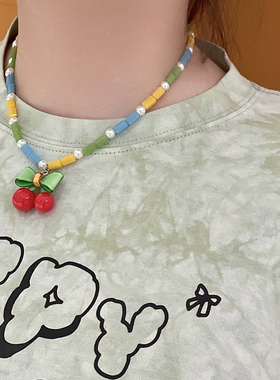 亚克力樱桃项链可爱甜美