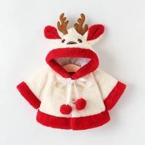 Baby small deer antlers Christmas cloak cape autumn winter thickened female baby cute shawl outside windproof garnter jacket