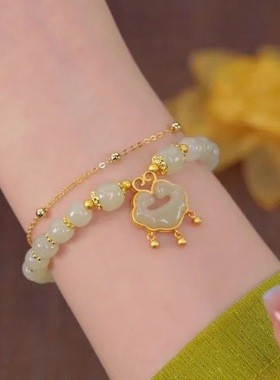 国潮新款平安祥云锁手链生