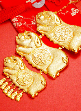 金店橱窗仿真金婚庆三福猪牌项链