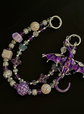 49跨境合金蝴蝶结手机链重工富婆链直播爆款原创DIY手机链包链