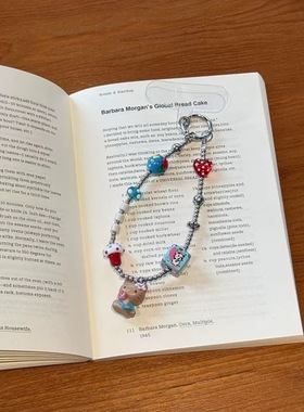 49原创夏日度假风黑皮k手机链条可爱卡通ccd挂绳甜酷串珠相机挂件