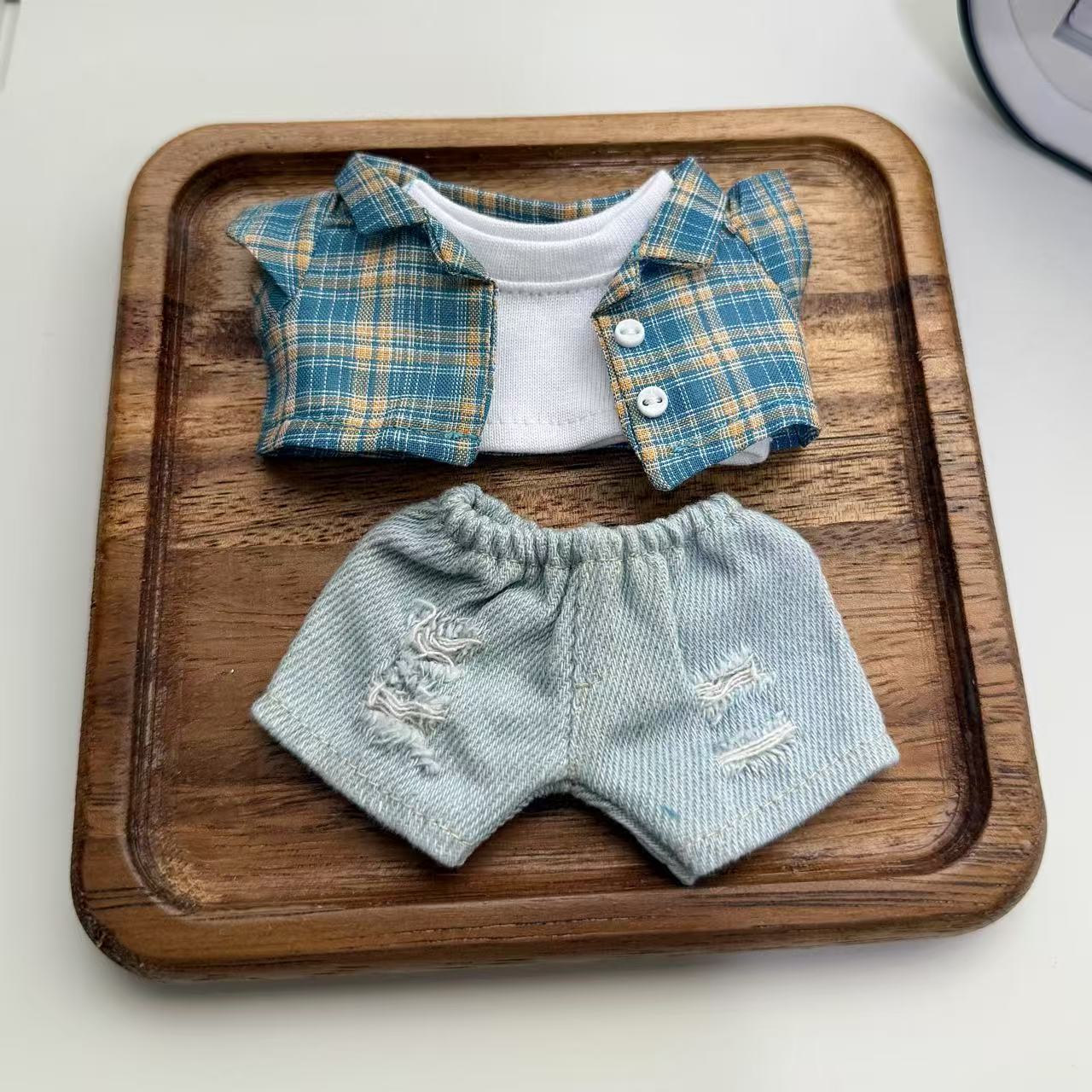 49（仅衣服）17CMLabubu拉布布挂件衣服服配饰渔夫帽棉花娃娃帽 - 图2