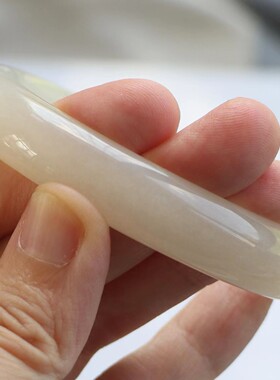 保真天然和田玉手镯56圈口证书编号8131909和田玉藕粉色 青海料