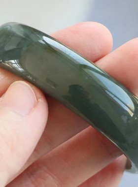 保真天然和田玉手镯52圈口证书编号9260803且末蓝青糖色 新疆料