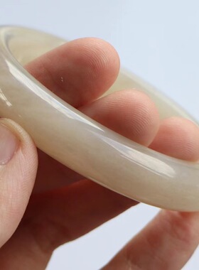 保真天然和田玉手镯54圈口证书编号8131889和田玉藕粉色 青海料