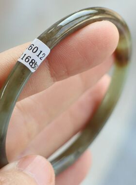 保真天然和田玉手镯55圈口证书1282168且末蓝青糖色 新疆且末料