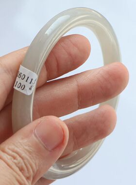 保真天然和田玉手镯58圈口证书号1141100藕粉色烟灰色 青海料圆条