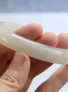 保真天然和田玉手镯59圈口证书编号8131937和田玉藕粉色 青海料