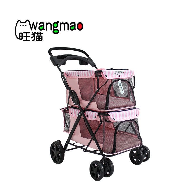 旺猫轻便折叠双层宠物手推车狗狗大空间推车笼四轮户外出行用品,淘宝优惠券,粉丝福利购,淘宝优惠卷