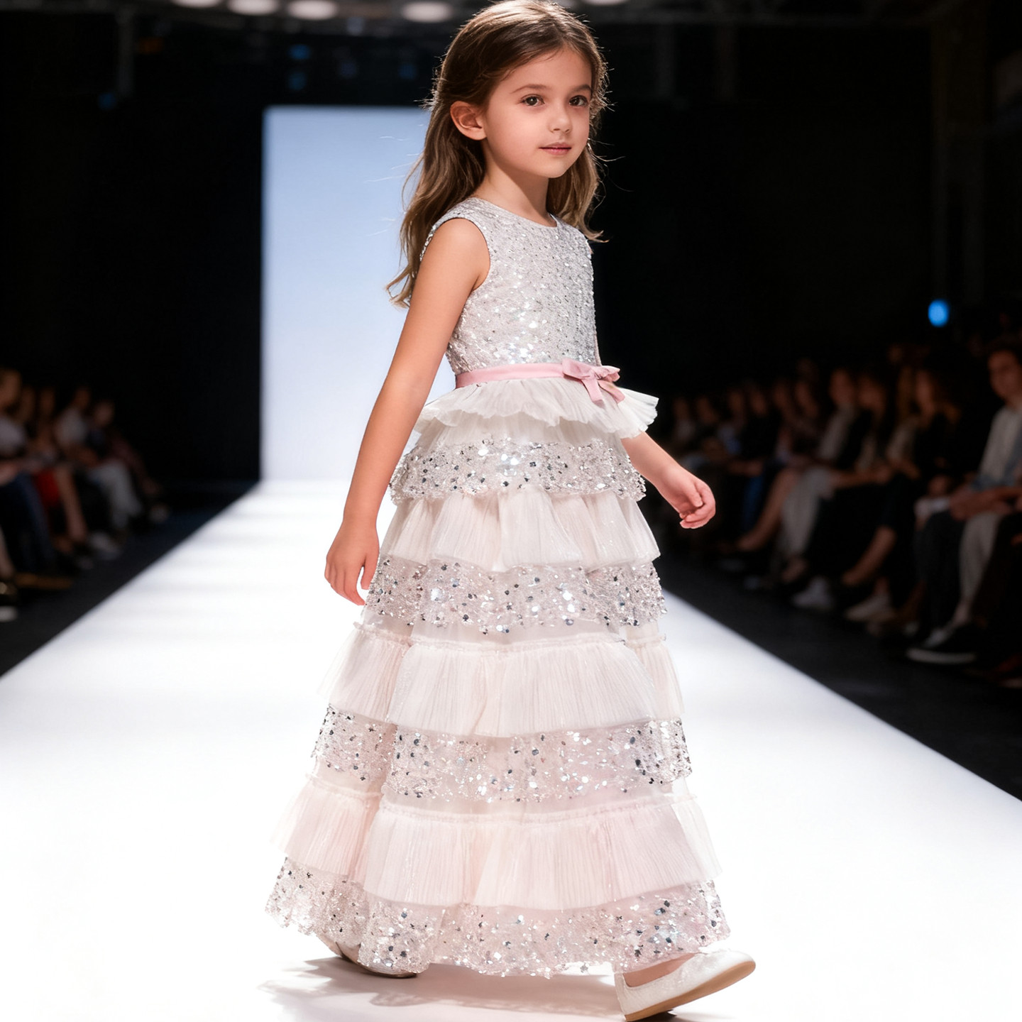 女童重工蛋糕蓬蓬裙无袖亮片礼服长款连衣裙生日花童钢琴主持演出,淘宝优惠券,粉丝福利购,淘宝优惠卷