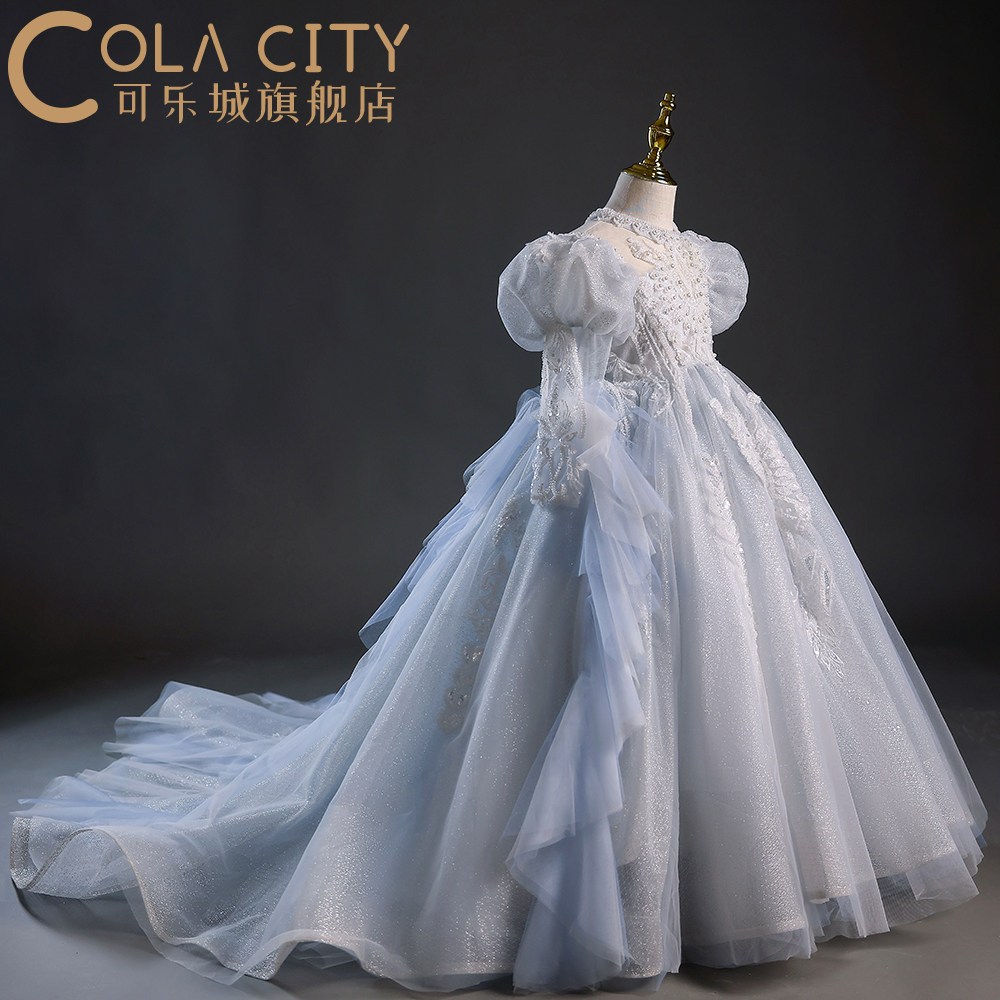 女童礼服新款高端生日T台模特走秀艾莎公主婚纱裙钢琴主持演出服,淘宝优惠券,粉丝福利购,淘宝优惠卷