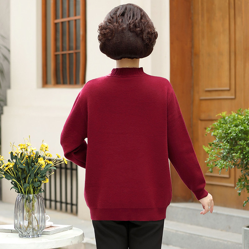 冬中老年大码女装高贵保暖加绒毛衣 艾莉姿格中老年女装