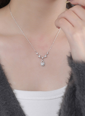 S999足银轻奢水滴锆石项链