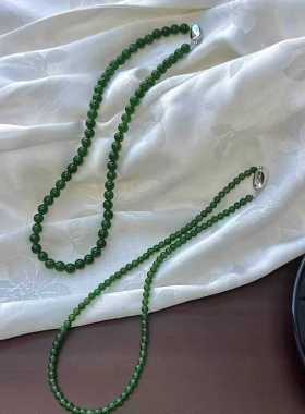新中式绿色串珠项链女2024新款