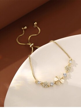 小香风猫眼石四叶草手链精致甜美