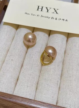925银针香槟色珍珠耳扣女