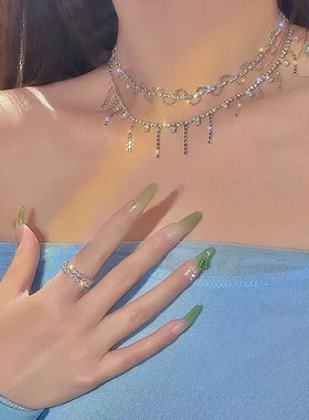 高级感波浪闪钻珍珠项链女精致