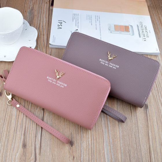 New women's long double zipper clutch bag
