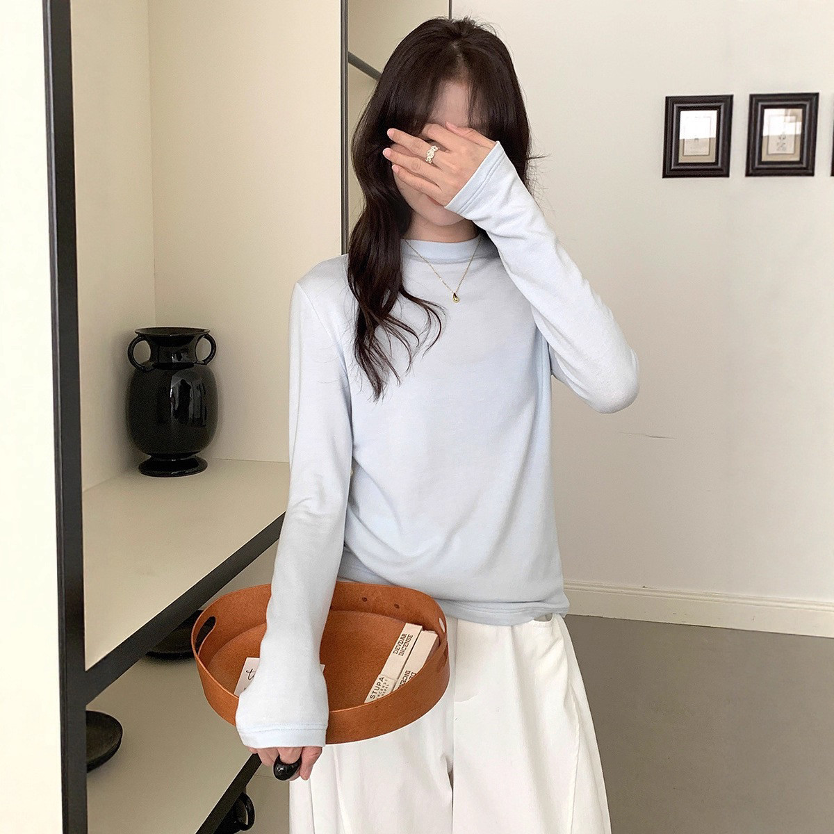 安婷露天丝羊毛中领打底衫女2025秋冬醋酸圆领纯色内搭保暖长袖,淘宝优惠券,粉丝福利购,淘宝优惠卷