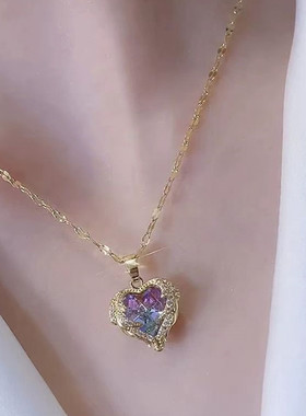 闪亮的儿童海洋之心水晶项链饰品