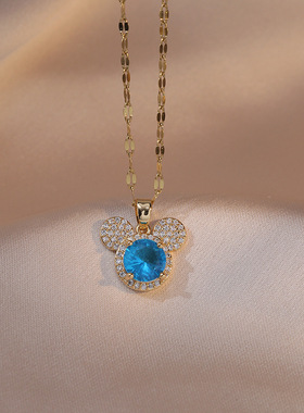 钛钢不褪色的儿童可爱米老鼠项链