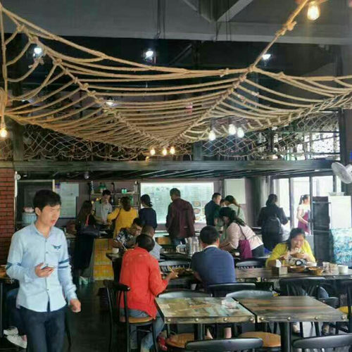 麻绳网格装饰网酒吧餐厅复古创意吊顶网隔断帘子编织网植物爬藤网 - 图2