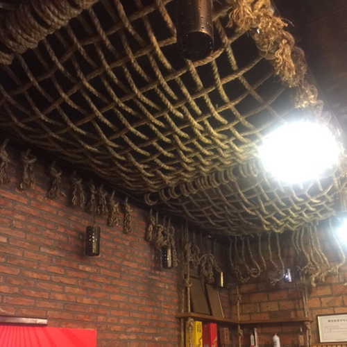 麻绳网格装饰网酒吧餐厅复古创意吊顶网隔断帘子编织网植物爬藤网 - 图0
