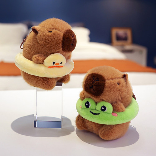 可爱卡皮巴拉玩偶挂件公仔包包挂饰水豚毛绒玩具小娃娃背包钥匙扣 - 图0
