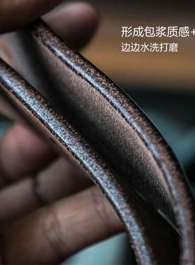 裂古手作肌理质感天然真皮腰带