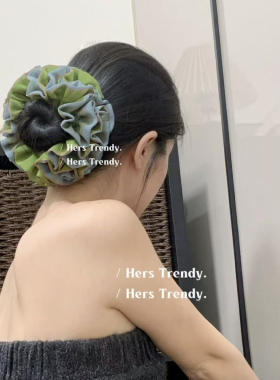 番石榴红绣球手工褶皱绣球发圈超仙花边大肠发圈丸子头发绳饰品