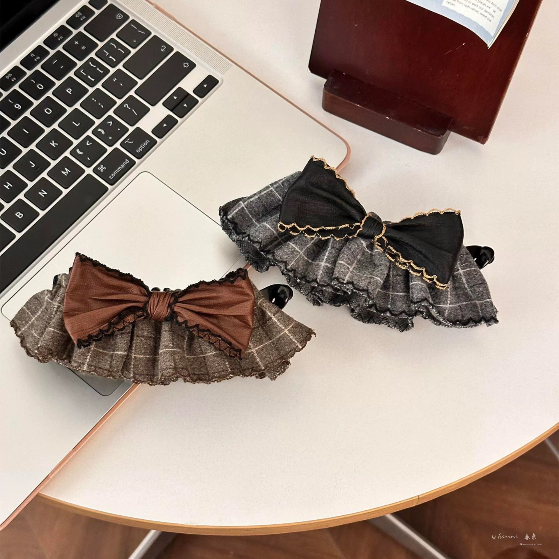 韩系新款可露丽香蕉夹女后脑勺盘发夹马尾夹竖夹蝴蝶结百搭发饰品 - 图0