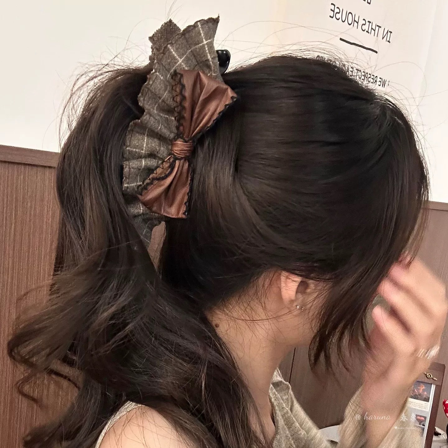 韩系新款可露丽香蕉夹女后脑勺盘发夹马尾夹竖夹蝴蝶结百搭发饰品 - 图1